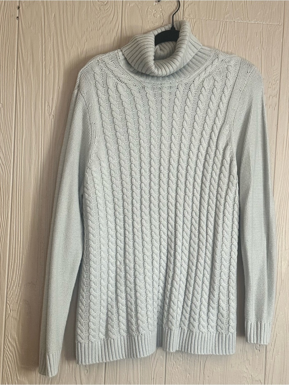Croft‎ & Barrow Women's Light Blue Acrylic Cable Knit Turtleneck Sweater XL